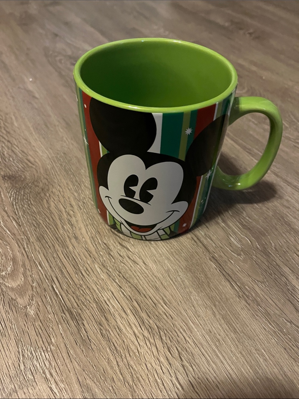 Festive Mickey Mouse Ceramic Mug with Green Interior